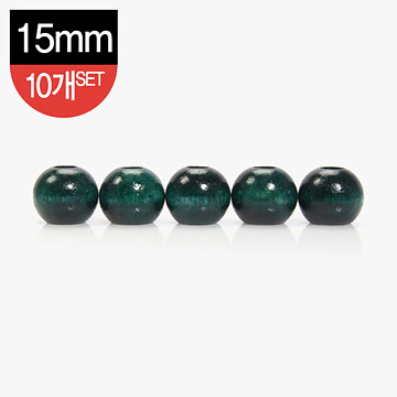 [장식부자재] 나무 장식 구슬 15mm 10개 1SET - 녹색 (set)
