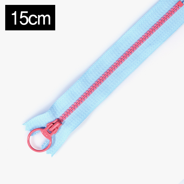 퀼트의시작은? 엔조이퀼트와 함께,[YKK] 비슬론 콤비 지퍼 3호(15cm) - 라이트블루(핑크)