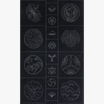 [올림푸스] 사시코 자수 퀼팅 도안 커트지 B 110cm x 60cm - 블랙 (개)