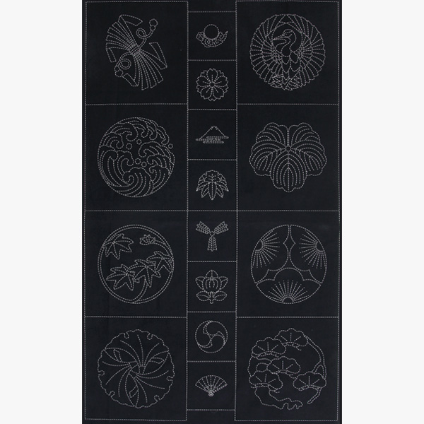 퀼트의 명가 엔조이퀼트,[올림푸스] 사시코 자수 퀼팅 도안 커트지 B 110cm x 60cm - 블랙