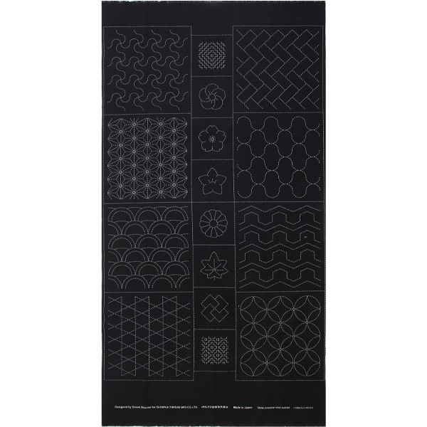 퀼트의 명가 엔조이퀼트,[올림푸스] 사시코 자수 퀼팅 도안 커트지 A 110cm x 60cm - 블랙