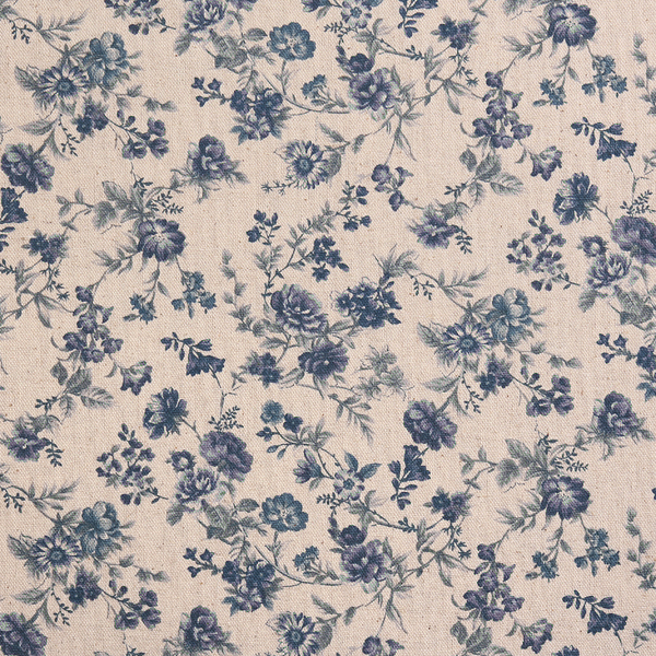 퀼트의 명가 엔조이퀼트,[세븐베리] 로즈 87505-D2 린넨 캔버스 프린트원단 - 블루플라워
