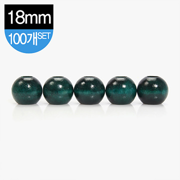 [장식부자재] 나무 장식 구슬 18mm 100개 1SET - 녹색 (set)