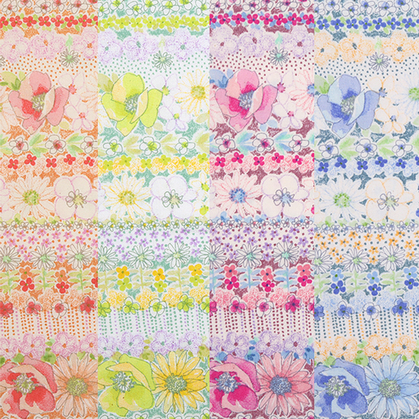 퀼트의시작은? 엔조이퀼트와 함께,[원단패키지] 세븐베리 일본수입 꽃무늬 퀼트천 플라워 면원단1 4종 - 45cm x 26cm