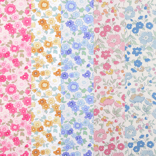 퀼트의시작은? 엔조이퀼트와 함께,[원단패키지] 세븐베리 일본수입 꽃무늬 퀼트천 플라워 면원단2 5종 - 45cm x 26cm