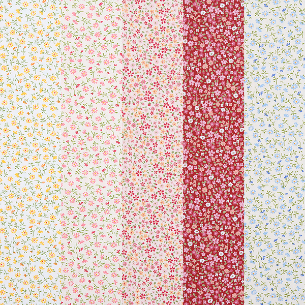 퀼트의시작은? 엔조이퀼트와 함께,[원단패키지] 세븐베리 일본수입 꽃무늬 퀼트천 플라워 면원단4 5종 - 45cm x 26cm