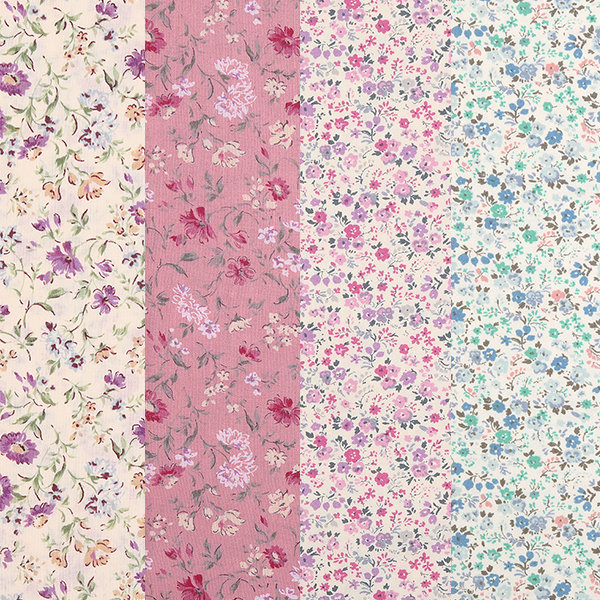 퀼트의시작은? 엔조이퀼트와 함께,[원단패키지] 세븐베리 일본수입 꽃무늬 퀼트천 플라워 면원단6 4종 - 45cm x 26cm