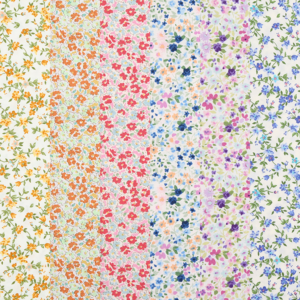 퀼트의시작은? 엔조이퀼트와 함께,[원단패키지] 세븐베리 일본수입 꽃무늬 퀼트천 플라워 면원단7 6종 - 45cm x 26cm