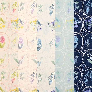 [원단패키지] 세븐베리 일본수입 꽃무늬 퀼트천 플라워 면원단11 5종 - 45cm x 26cm (set)