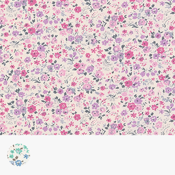 [세븐베리] 일본 수입원단 꽃무늬 퀼트천 플라워 면원단 - 6163-D3 (1/2Yd)
