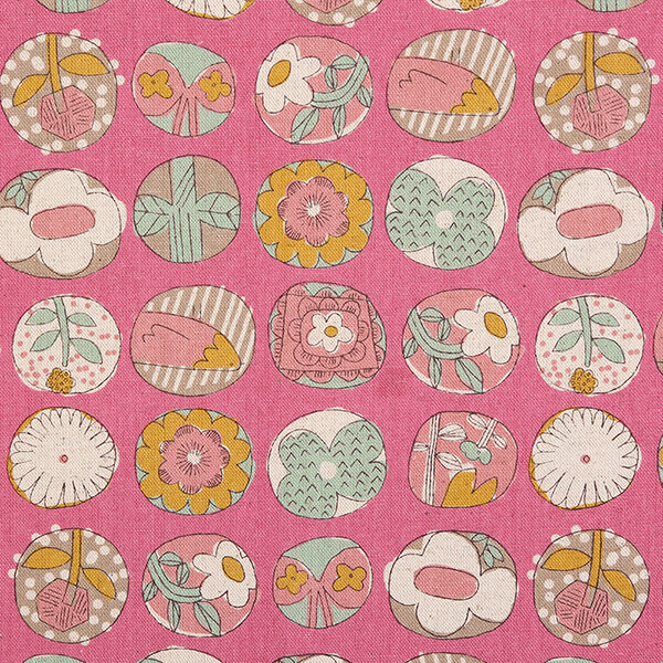 퀼트의시작은? 엔조이퀼트와 함께,[세븐베리] 일본 수입원단 빈티지 캔버스 린넨천 꽃무늬 면원단 - 850408-D1