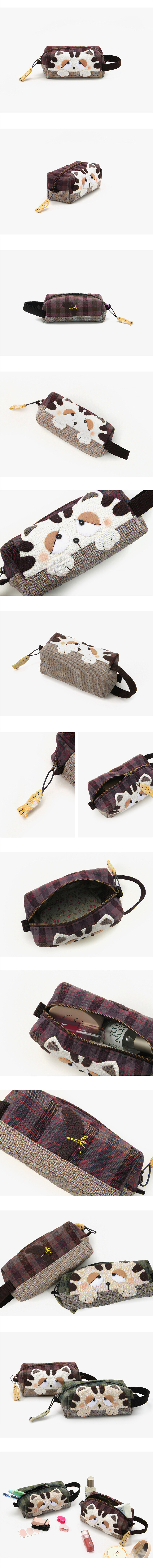 바이핸즈 졸립다옹 파우치 와인 사용 연출 이미지 지퍼 파우치 소품