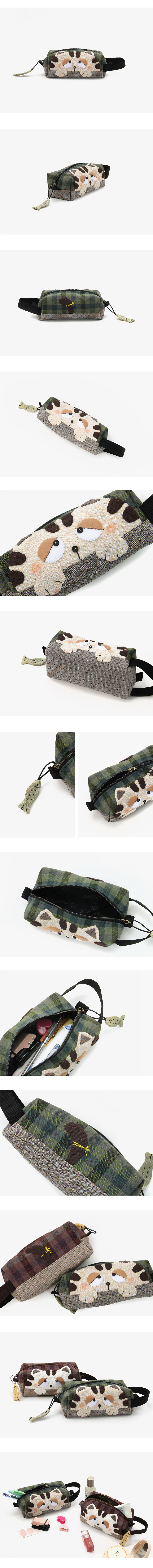 바이핸즈 졸립다옹 파우치 그린 사용 연출 이미지 지퍼 파우치 소품