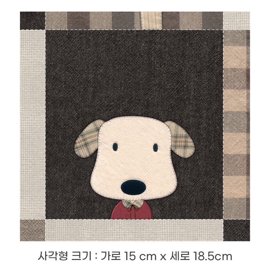 브라운 옥스포드 원단 강아지 사각 패턴 사이즈