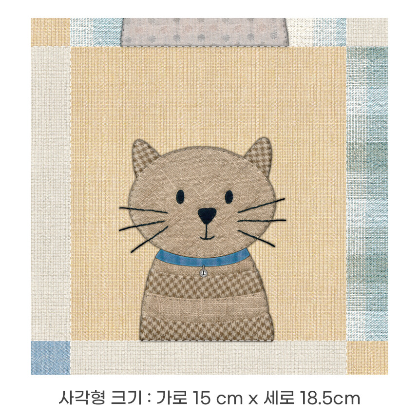 블루 옥스포드 원단 고양이 사각 패턴 사이즈