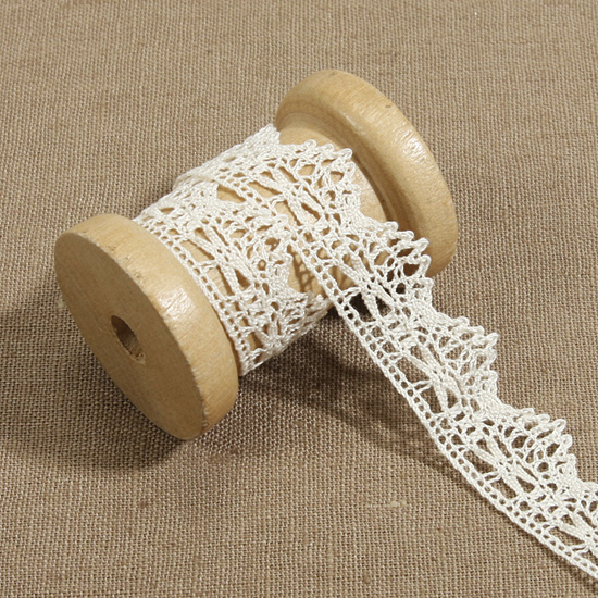 [장식부자재] 내츄럴 면 토션 레이스42 2yd(16mm)-아이보리