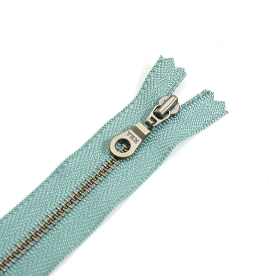 [YKK] 청동지퍼 둥근고리 3호(10cm)-그린그레이