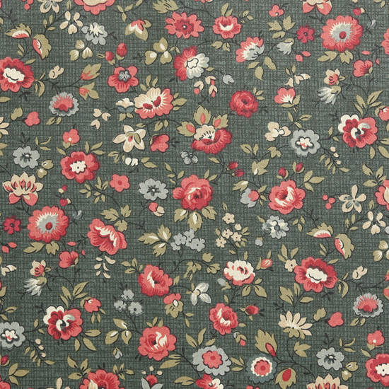 [코튼프린트] 플라워 패턴3 프린트원단-딥그린