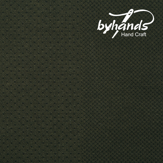 [바이핸즈] 스트라이프 도트 패치 선염체크 원단-딥그린