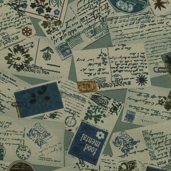 [코튼프린트] 포스트카드 프린트원단-카키