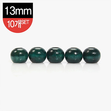 [장식부자재] 나무 장식 구슬 13mm 10개 1SET - 녹색 (set)