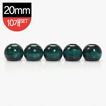 [장식부자재] 나무 장식 구슬 20mm 10개 1SET - 녹색 (set)