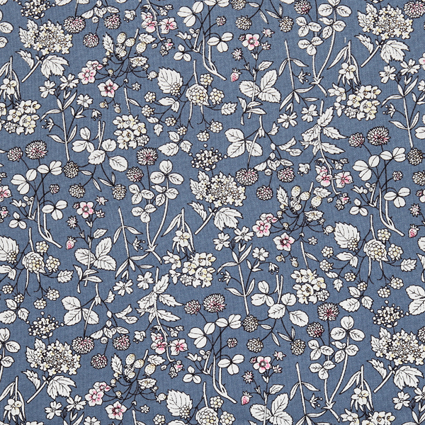 [코튼프린트] 와일드플라워 플로랄 프린트원단 - 블루