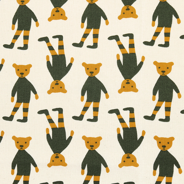 [코튼프린트] 조이 베어 프린트원단 - 그린