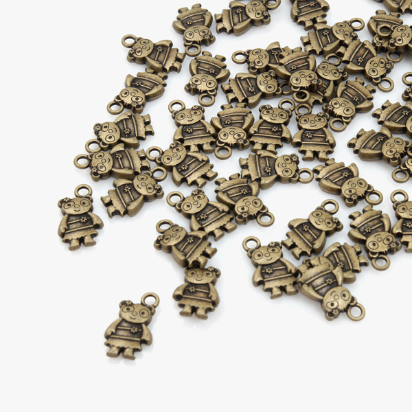 [기본부자재] 청동 지퍼장식(지퍼텍) 팬더걸 (50개)