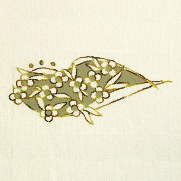 [바이핸즈] 다이스티치 선염 프린트 미니 자수커트지 완제품 B2 - 백아이보리