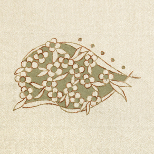 [바이핸즈] 다이스티치 선염 프린트 미니 자수커트지 완제품 B3 - 베이지내츄럴