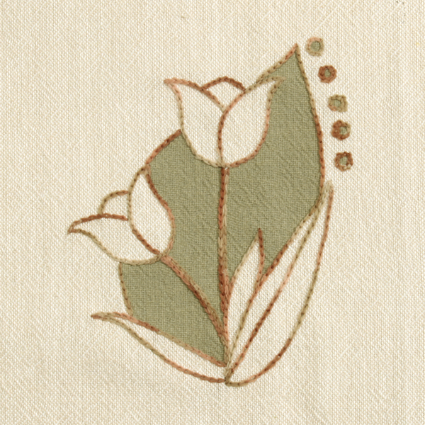 [바이핸즈] 다이스티치 선염 프린트 미니 자수커트지 완제품 B5 - 베이지내츄럴