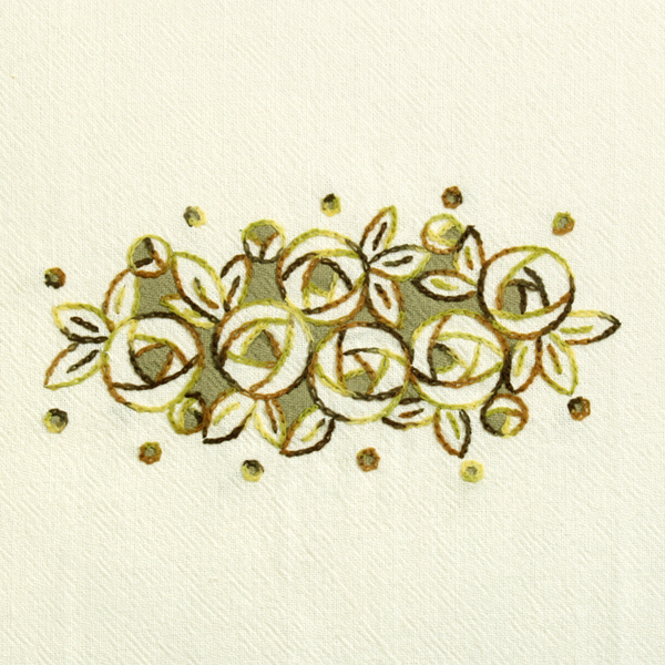 [바이핸즈] 다이스티치 선염 프린트 미니 자수커트지 완제품 A1 - 백아이보리