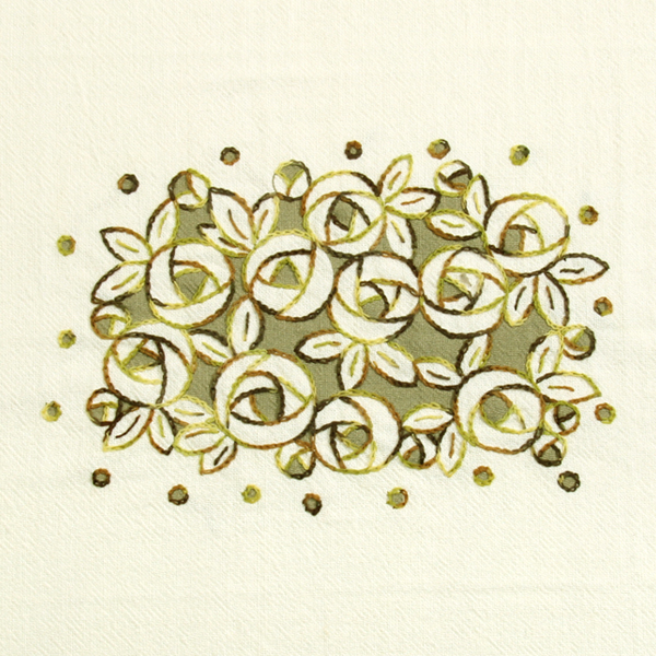 [바이핸즈] 다이스티치 선염 프린트 미니 자수커트지 완제품 A3 - 백아이보리