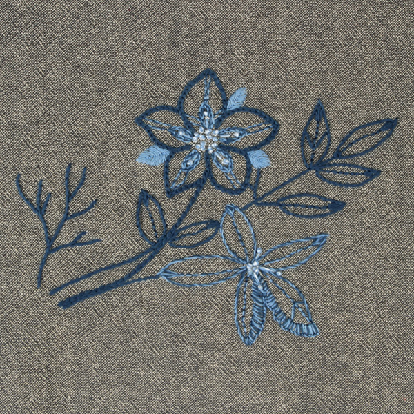 [바이핸즈] 크루엘 블라썸 선염 자수 커트지 완제품 20cm x 15cm - 그레이