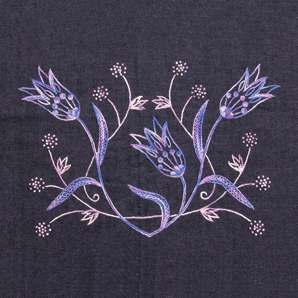 [바이핸즈] 크루엘 트윈 선염 자수 커트지 완제품 33cm x 22cm - 퍼플