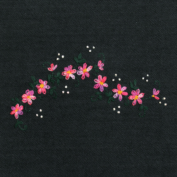 [바이핸즈] 이자벨 선염 자수 커트지 완제품 23cm x 13.5cm - 먹색