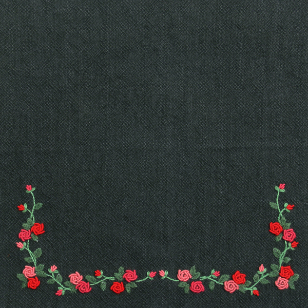 [바이핸즈] 장미 선염 자수 커트지 완제품 26.5cm x 11cm - 인디고