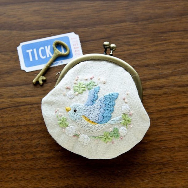 퀼트의시작은? 엔조이퀼트와 함께,[자수패키지] Chicchi의 동물 새님과 토끼풀 동전지갑