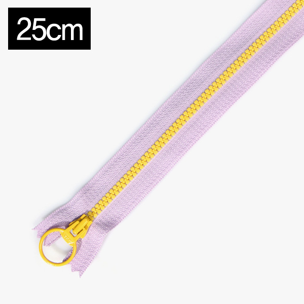 퀼트의시작은? 엔조이퀼트와 함께,[YKK] 비슬론 콤비 지퍼 3호(25cm) - 라이트라벤더(골드옐로우)