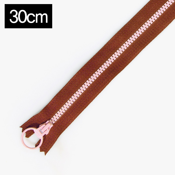 퀼트의시작은? 엔조이퀼트와 함께,[YKK] 비슬론 콤비 지퍼 3호(30cm) - 브라운(라이트핑크)