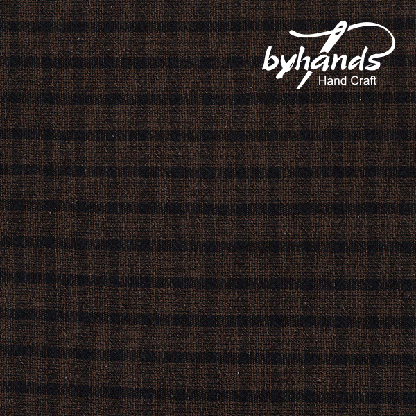 [바이핸즈] 양면 스퀘어 체크 선염체크원단 - 세피아(더블롤링 10YD)