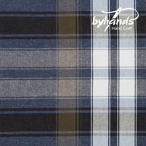 [바이핸즈] 마드라스 선염체크원단 - 민트블루(더블롤링 10YD)