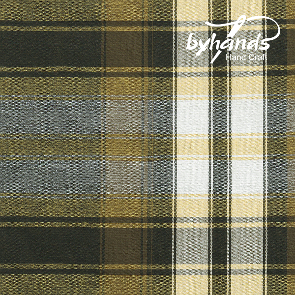 [바이핸즈] 마드라스 선염체크원단 - 내츄럴옐로우(더블롤링 10YD)