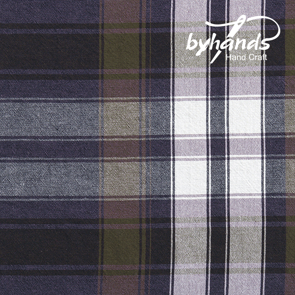 [바이핸즈] 마드라스 선염체크원단 - 딥퍼플(더블롤링 10YD)