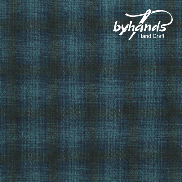 [바이핸즈] 원더 체크 선염체크원단 - 딥블루(더블롤링 10YD)