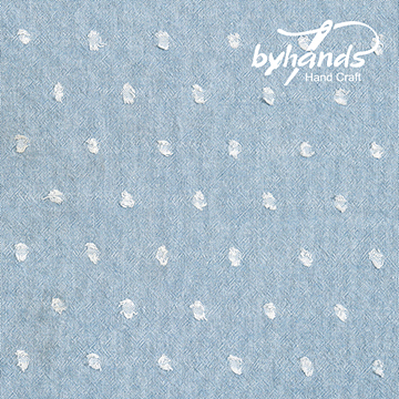 [바이핸즈] 밀크 도트 선염체크원단 - 스카이블루(더블롤링 10YD)