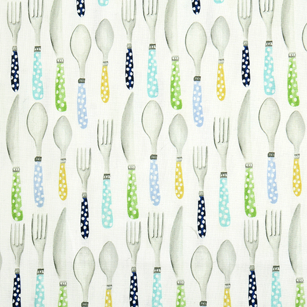 [디자이너원단] 엠마스 키친 피크닉 유텐슬 프린트원단 - 화이트