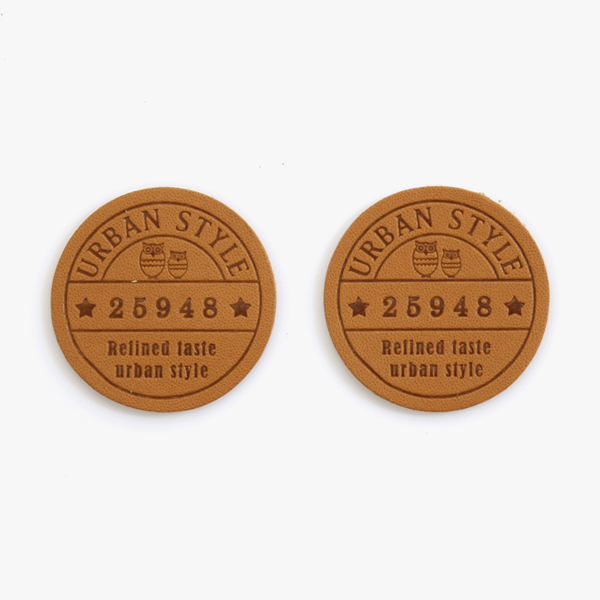 [장식부자재] 어반 스타일 부엉이 가죽라벨 2개 1SET - 카멜