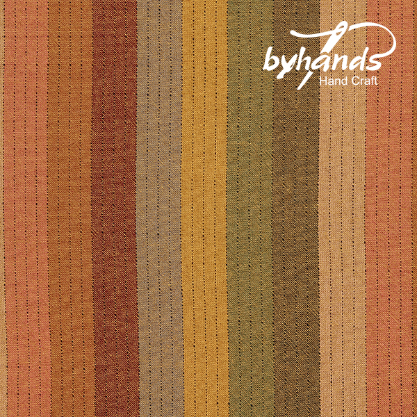 [바이핸즈] 컬러 믹싱 머스타드톤 선염체크원단(더블롤링 10YD)